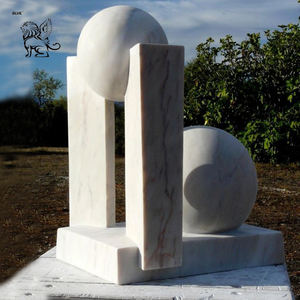 Scultura in Pietra Astratta Bianca per Giardino, Decorazione Esterna Personalizzabile, Arte Semplice MSD-263 - Product Image 6
