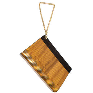 Bolso de lujo para axilas para mujer con patrón de grano Diseño de moda Material de madera y cierre de cremallera - Product Image 4