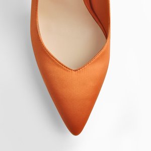 <span class=keywords><strong>Scarpe</strong></span> da Donna 2021, Décolleté a Punta con Cinturino in Raso Arancione, Tacchi Alti a Spillo - Product Image 5