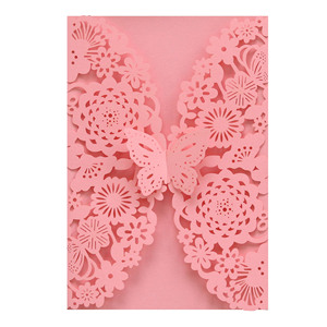 Tarjeta <span class=keywords><strong>de</strong></span> Invitación para <span class=keywords><strong>Boda</strong></span>, Despedida <span class=keywords><strong>de</strong></span> Soltera, con <span class=keywords><strong>Diseño</strong></span> <span class=keywords><strong>de</strong></span> Mariposa Hueca, Corte Láser Floral, Impresión Digital en Papel - Product Image 5
