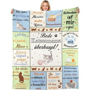 Couverture en flanelle avec citations sur les chats, plaid léger et respirant pour la sieste, idéal pour la chaleur hivernale, impression personnalisée, vente en gros - Product Image 2
