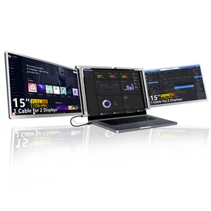 15-zoll einzelhandel anzeige video duale flachbildschirme über kabelverbindung zu 16-zoll-laptop tragbarer dreifacher bildschirm