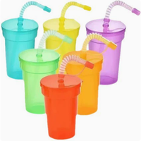 Gobelets colorés, grande capacité, anti-fuite, avec couvercles et protège-pailles, adaptés aux aides alimentaires