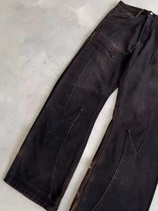 <span class=keywords><strong>Jeans</strong></span> Vintage Neri Effetto Acid Wash, Gamba Dritta Oversize con Ricamo Floreale, Stile Hip Hop, Denim Lavorato a Maglia per Autunno e Inverno - Product Image 6