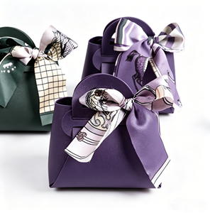 Eco‑friendly One Piece Foldable PU <b>Gift</b> Handbags For <b>Small</b> <b>Gift</b> Storage Paper <b>Box</b> Supplies And Wedding Favor Kits - Product Image 1