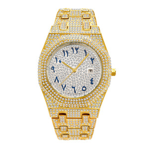 Montre de luxe à quartz avec date, style hip-hop, entièrement sertie de diamants, pour homme - Product Image 2