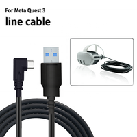 Kabel Transfer Data USB C Universal, kabel sudut kanan VR 5 Meter untuk Meta Quest 3 Tautan USB 3.0