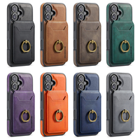 Étui magnétique pour iPhone 17/16 en cuir PU avec portefeuille, blocage RFID, support anneau et recharge sans fil – Vente en gros