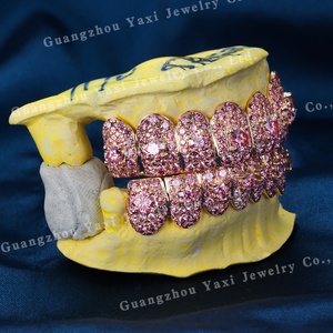 Kişiye Özel Kusursuz Büyük Taşlı Buzlu Diş Grillzleri S925 Gümüş 10K 14K 18K Som Altın Pembe Mozanit Elmas Üçüncü Parti - Product Image 2