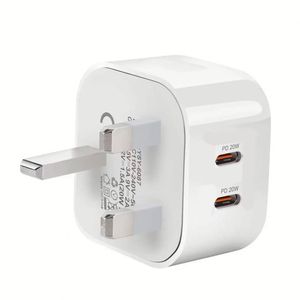 Factory UK PD 40W Dual USB-<b>C</b> 3 Pin Wall Plug QC3.0 USB <b>Type</b> <b>C</b> Charger Socket USB <b>C</b> Power <b>Adapter</b> for Phone 15 16 for Samsung - Product Image 3