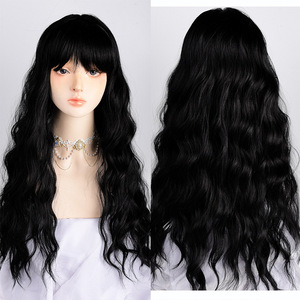 <span class=keywords><strong>Donna</strong></span> europea americana di alta qualità parrucca lunga riccia soffice trecce capelli artificiali testa intera tra cui acqua increspatura aria frangia - Product Image 1