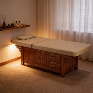 Lit de massage en cuir PU personnalisé pour salon de beauté et <span class=keywords><strong>SPA</strong></span>, lit de beauté en <span class=keywords><strong>bois</strong></span>, vente en gros, modèle BX-W005 - Product Image 6