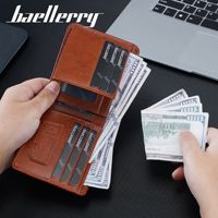Dompet Pendek Pria Kulit Baru dari Baellerry dengan Nuansa Mewah dan Banyak Slot Kartu, Dompet Kecil Retro Sederhana untuk Pria