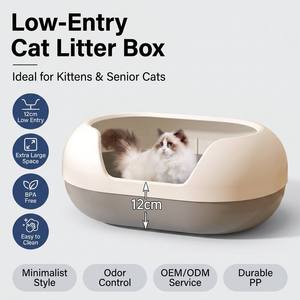 Litière <span class=keywords><strong>pour</strong></span> chat <span class=keywords><strong>grande</strong></span> taille à entrée basse 12 cm, ultra-basse <span class=keywords><strong>pour</strong></span> chatons et <span class=keywords><strong>chats</strong></span> âgés, toilettes ouvertes <span class=keywords><strong>pour</strong></span> animaux de compagnie, prix d'usine - Product Image 1