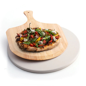 Set di Utensili per <span class=keywords><strong>Pizza</strong></span> con <span class=keywords><strong>Pietra</strong></span> Refrattaria Rotonda in Cordierite Resistente e Tagliere in Legno, Adatto per <span class=keywords><strong>Forno</strong></span> e Barbecue - Product Image 2