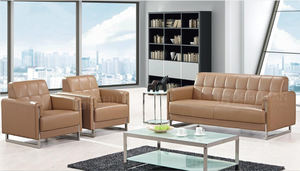 Foshan कारखाने फर्नीचर कमरे में रहने वाले कार्यालय रिसेप्शन इंतजार कर चमड़े के सोफे 1 + 1 + 3 सीट डिजाइन आधुनिक सोफा सेट - Product Image 3