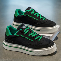 Chaussures pour hommes, nouvelles baskets basses décontractées de sport, respirantes, en maille, à lacets, blanches, à semelle épaisse, augmentant la taille, en tissu PVC