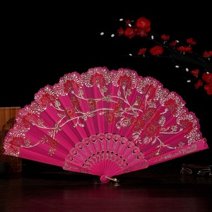 厂家直销新款金粉女式折扇咏春舞中国风塑料纪念品婚礼外贸 - Product Image 3