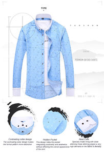 <span class=keywords><strong>Camicia</strong></span> Casual elegante e stampata da <span class=keywords><strong>uomo</strong></span> <span class=keywords><strong>a</strong></span> maniche lunghe per abbigliamento formale quotidiano, Slim Fit all'ingrosso - Product Image 6