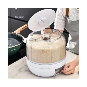 Wholesale Kitchen Storage Container High Quality Large Capacity Clear Plastic Round Rotating Bulk Grain Dispenser