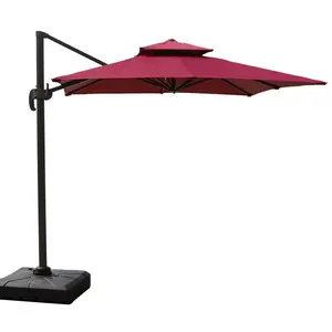 Outdoor Aluminum Roma Umbrella 3*3M Sun Parasol Hanging Waterproof Cantilever Garden Restaurant Patio