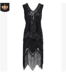 <span class=keywords><strong>Robe</strong></span> de Cocktail d'inspiration charmby pour femme, vêtement de soirée latine, avec Sequin, Style des années 1920, tenue à volants, offre spéciale, Vintage, en solde - Product Image 1