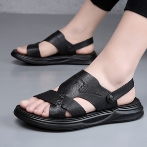 Sandales à lanières HQY en similicuir noir, semelle intermédiaire en mousse, semelle extérieure légère en EVA antidérapante, bout ouvert, couleur unie, mode estivale - Product Image 6