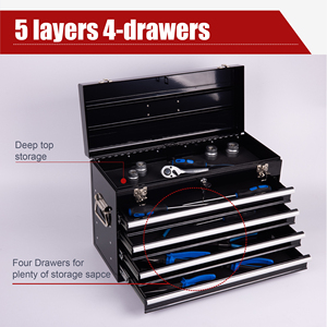 Manufacturer Direct 21" Portable Metal <b>Tool</b> <b>Box</b>, 4-Drawer Locking <b>Tool</b> Chest with EVA <b>Liners</b> for Workshop, Repair Shop - Product Image 3