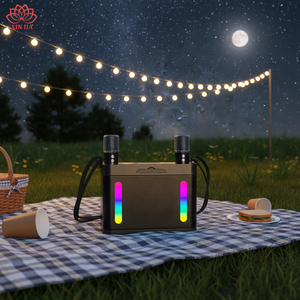 ลำโพงบลูทูธซับวูฟเฟอร์ไร้สายพร้อมไมโครโฟนคู่สำหรับคาราโอเกะ เสียงเบสหนักแน่นทันสมัย เหมาะสำหรับใช้ในบ้าน งานปาร์ตี้ และกลางแจ้ง รองรับ USB และ AUX - Product Image 1