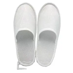 Wholesale Cheaper Non-slip Guest Room Supplies White Disposable Hotel Slippers Nap Cloth Slippers