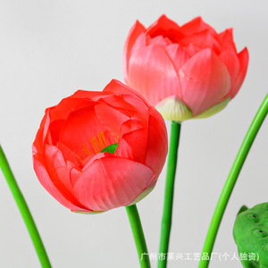 Flores de Loto Artificiales Laixing, Realistas, de Seda Suave y PVC, Decoración para el Hogar, Accesorios para Bodas, Hojas Verdes y Capullos - Product Image 3
