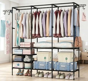 Armario Metálico Independiente con Barra para Colgar, Organizador para Sala de Estar, Dormitorio, Ropa, Bolsas, Ropa de Cama, Perchero - Product Image 6