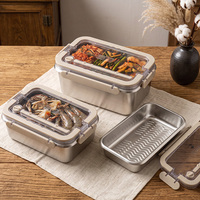 Groothandel 304 roestvrijstalen geïsoleerde bento lunchbox, draagbare buitenlunchbox met plastic deksel voor fruit, noten en snacks