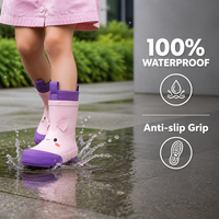 Bottes de pluie légères et souples en caoutchouc naturel pour enfants, doublure respirante, motif visage souriant, imperméables, type Wellington