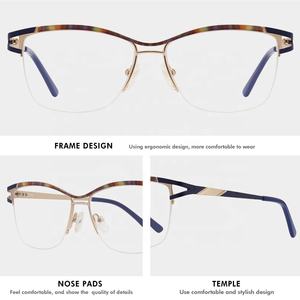 Gafas Ópticas de Metal con Media Montura Cuadrada para Mujer, Diseño Personalizado con Logotipo, Alta Calidad OEM ODM, Estilo Hemme Paris ME42J45, Ligeras - Product Image 3