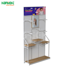 Highbright Kids Toy Retail Display Stand with Custom Header Billboard & Mixed <b>Hook</b>+Wood <b>Shelf</b> for Supermarket & Retail Stores - Product Image 1