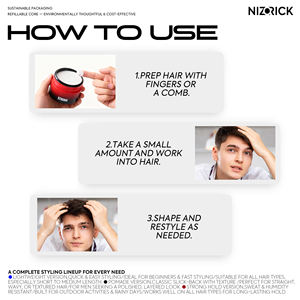 Argile capillaire NIZORICK en gros, produits capillaires pour hommes, cire capillaire, tenue forte, argile capillaire mate professionnelle pour hommes - Product Image 6