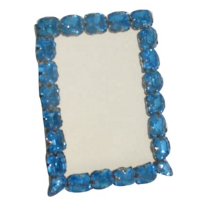 Home Decor Blue Color Rhinestone Crystal Metal Photo Picture <b>Frame</b> - Product Image 1
