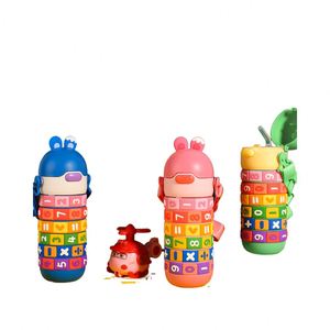 430ml Eco-Friendly 316 Stainless Steel Water Bottle Cute Fun Bullet-Shaped Digital Thermos Cup for Kids with Lid Puzzle Design - Product Image 2