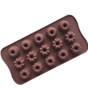 T 233 moule à chocolat en silicone à 15 cavités, fleur, moule à treillis de glace