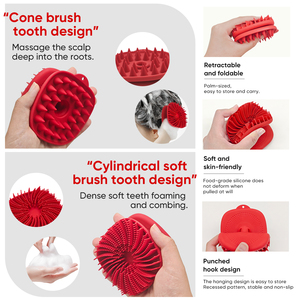 Brosse de bain douce <span class=keywords><strong>double</strong></span> face sans BPA 2 en 1 pour le cuir chevelu Brosse à shampoing en silicone pour le cuir chevelu - Product Image 3