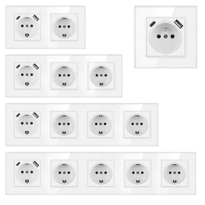 Tiêu chuẩn Châu Âu ổ cắm với <span class=keywords><strong>Dual</strong></span> usb16a tiêu chuẩn Pháp tiêu chuẩn Châu Âu ổ cắm Type-C điện thoại di động sạc Bảng điều chỉnh - Product Image 2