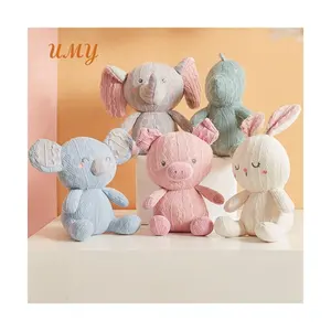 Peluche en tricot lapin éléphant, jouets en tricot pour bébé, poupée nordique douce pour dormir, jouets pour dormir