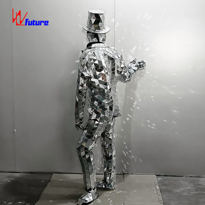 Vêtements de performance miroir argenté pour DJ Club Party Discothèques Costumes pour costumes de travail Stilt Walker Ballet Style pour scène - Product Image 4