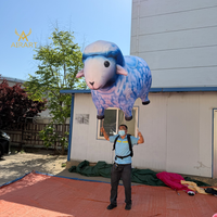 Marionnette gonflable numérique en forme de mouton de dessin animé pour défilé à thème ferme, accessoire publicitaire, marionnette animale gonflable
