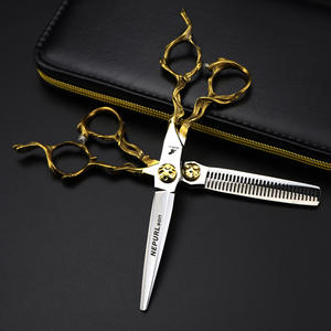 Ciseaux de coiffure professionnels Nepson de 6,0 pouces <span class=keywords><strong>avec</strong></span> manche demi-or pour la <span class=keywords><strong>coupe</strong></span> de <span class=keywords><strong>cheveux</strong></span>, la <span class=keywords><strong>coupe</strong></span> droite et la dégradé. - Product Image 3