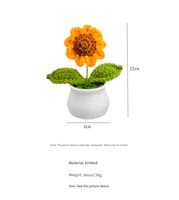 Décoration de la maison Pots de simulation faits à la main plantes fleurs tissées artificielles fil de laine éternel simulé fleur tricotée