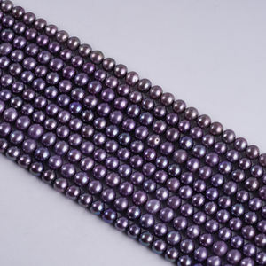 Lila Runde Form Natürliche Süßwasserperlen-Strang Sehr Gute Qualität für Schmuckherstellung - Product Image 4