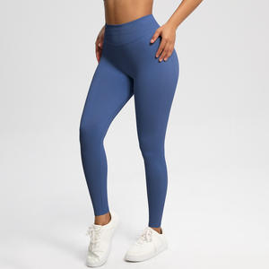 Pantalones de yoga y fitness de tres secciones, color liso, <span class=keywords><strong>con</strong></span> efecto levanta glúteos, transpirables, de Spandex/Nylon, hasta el tobillo. - Product Image 3