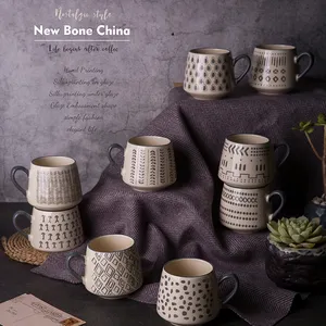 hot sale fellow monty milk art cups double wall ceramic matte mr mrs coffee mug japan style ceramic mug cup